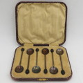 Set of hallmarked sterling silver coffee bean spoons in original box