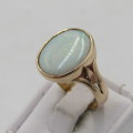 9kt Gold opal ring - mostly green undertones - size O - weight 4,2g ( Opal 15mm x 11mm)