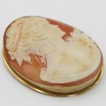 Large vintage cameo with thick gold surround - Total weight 13,4g - pendant & brooch attachments