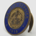 1914 WW1 On War service button badge