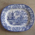 Antique blue and white porcelain platter