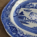 Antique Blue and White willow pattern porcelain platter