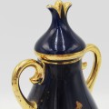 Vintage Limoges dark blue and gold lidded vase