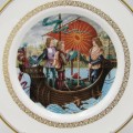 Royal Worcester King Arthur plate - Perceval, Galahad, and Bort achieve the Grail