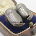 Antique Pair of silver ear tubes hearing in original case
