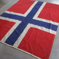 Very large vintage Norwegian flag 230 cm x 180 cm edge frayed