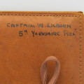 WW1 Leather Stationery holder with antique Christmas cards that belonged to Captain W. Lilborn