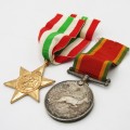 WW2 Africa service medal and Italy star issued to 123638 J.C McIntyre