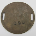Vintage Free State Geduld Mines brass arm badge #390