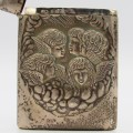 Antique 1904 Birmingham hallmarked sterling silver cherubs card holder - weighs 74,8 grams
