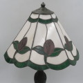 Vintage bronze lamp with beautiful lead glass shade