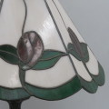 Vintage bronze lamp with beautiful lead glass shade