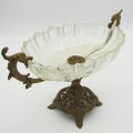 Antique Glass fruit bowl with brass footpiece