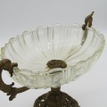 Antique Glass fruit bowl with brass footpiece