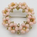 Vintage pink flower brooch