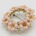 Vintage pink flower brooch