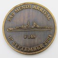 SAS Mendi F148 arrival commemorative medallion in incorrect presentation box of SAS Isandlwana