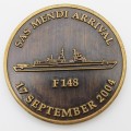 SAS Mendi F148 arrival commemorative medallion in presentation box