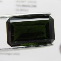 Dark toned green Tourmaline Emerald cut - large 16,8 carat stone with Gemlab certificate