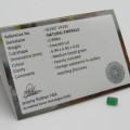 Natural Emerald of 0,99 carat - Medium toned green - Emerald cut - certificate by Gemlab
