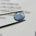 Natural Sapphire of 0,92 carat - Oval mixed cut - light toned blue - certified by Gemlab