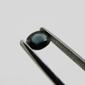 Natural Sapphire of 0,80 carat - oval mixed cut - slightly greenish blue with Gemlab certificate