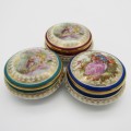Lot of 3 vintage Limoges porcelain trinket holders with lids