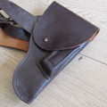 Old SA Police Sam Browne leather belt with gun holster