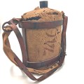 WW2 SA Union Defence Force water bottle with felt and leather straps