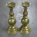 Pair of heavy brass large candlesticks - 50 cm