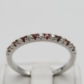 Sterling Silver ring with orange and clear stones - Size P - 1,7g