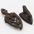 Miniature Cast iron sad iron ornament with coaster