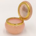 Vintage pink alabaster trinket holder with picture of Rome on lid