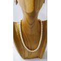 Imitation pearl necklace with broken clasp - as per photo