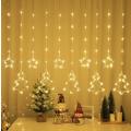 Stars & Xmas Tree Led Fairy Curtain  Light White with Tail Plug Extention