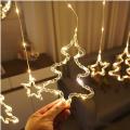 Stars & Xmas Tree Led Fairy Curtain  Light White with Tail Plug Extention