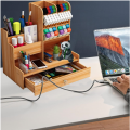 Creative multifunctional wooden DIY oblique pen holder stationery storage cabinet