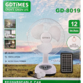 GDTIMES 12Inch Solar Rechargeable Fan and LED Light Kit
