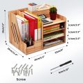 Desk Organizer Wood Desk Organizer with 3 Trays - Assembly Required - Large Desk File Organizer