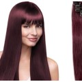 High Quality Heat Resistant washable hair extensions  #99J Wine Red