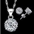Exquisite 925 Sterling Silver Twisted Chain Cubic Zirconia Jewelry Set