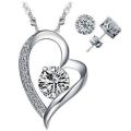 Exquisite 925 Sterling Silver Cubic Zirconia Heart Shaped Jewelry Set