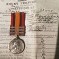 QUEENS SOUTH AFRICA MEDAL - 3 BARS - PTE AE DICKINSON RAMC