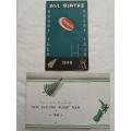 1949 ALL BLACKS RUGBY TOUR ITINERARY PLUS 1949 COMPLIMENT THANK YOU FOLDOUT LEAFLET