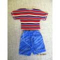 Ken - Barbie - blue print SHORTS and red striped T-SHIRT.