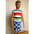 Ken - Barbie - check shorts with striped sleeveless T-shirt. (seconds)