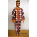 Ken - Barbie - winter pyjamas in brown check.