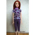 Barbie purple spot 3/4 pants and purple print top.