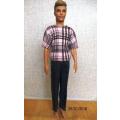 Ken - Barbie - denim jeans with pink/black check T-shirt.