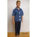 Ken - Barbie - denim JEANS with blue print buttoned SHIRT.